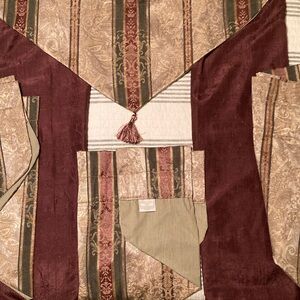Croscill Maroon and Tan Patterned Curtains